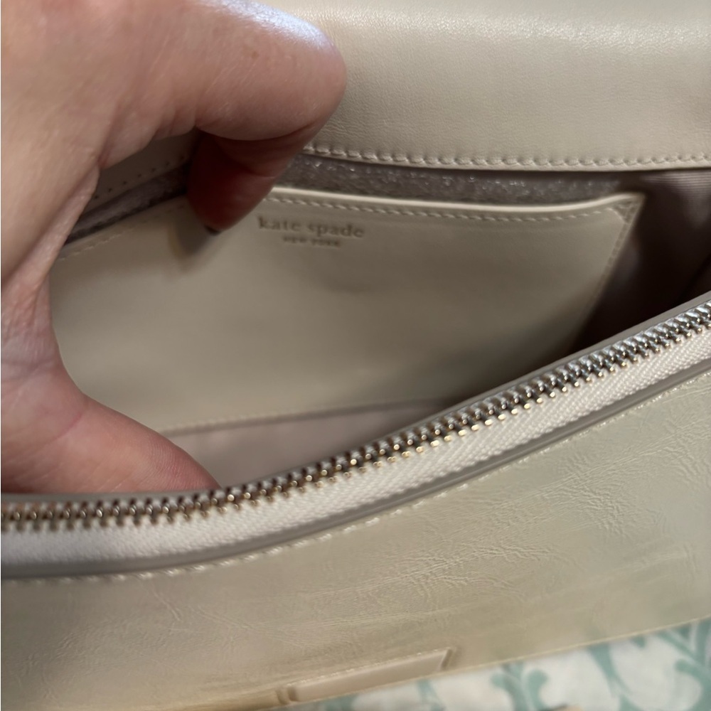 Kate Spade Ivory Leather Crossbody Bag Minimalist Neutral - Picture 3 of 6